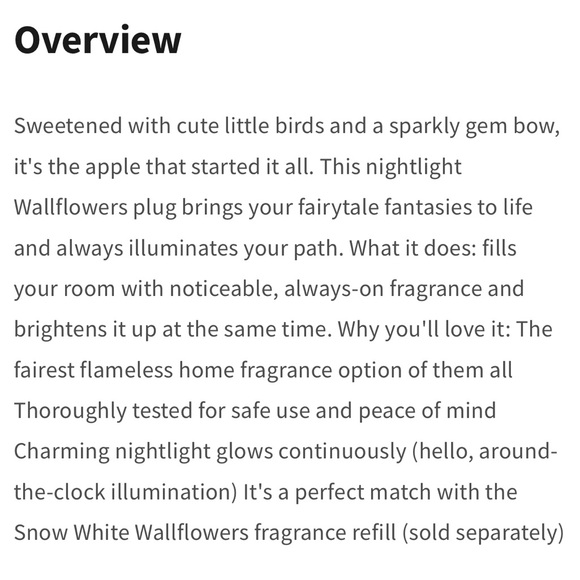 NWT LIMITED RELEASE SNOW WHITE NIGHTLIGHT WALLFLOWERS FRAGRANCE PLUG - Picture 4 of 4